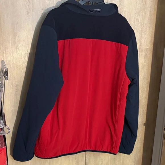 Vineyard Vines Red and Navy Quarter-Zip Marine Air Shep pullover Jacket - Picture 5 of 7